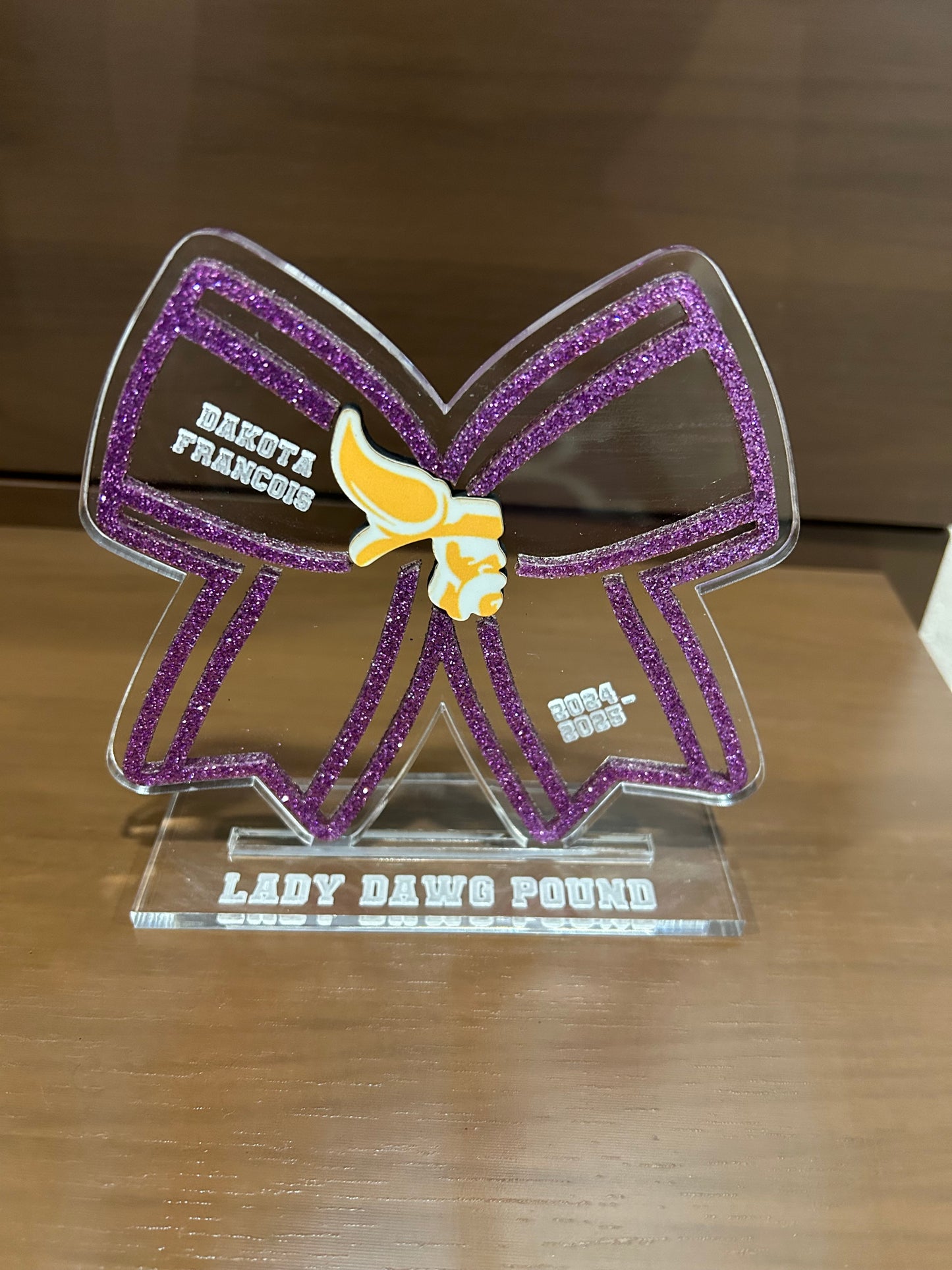 Full Color Acrylic Bow Cheer Award – Custom Logo or Team Image