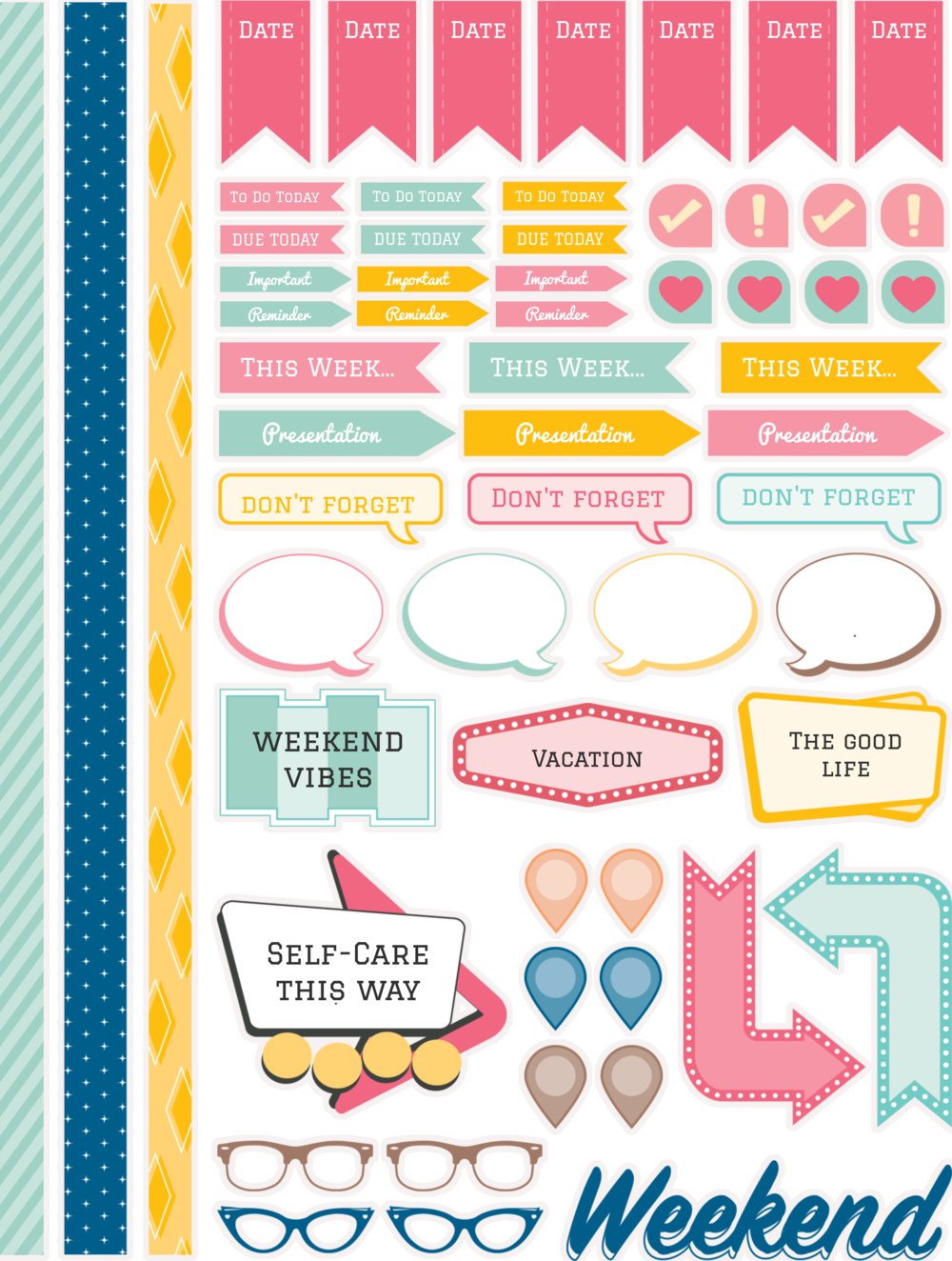 Weekend Vibes Planner Sticker Kit