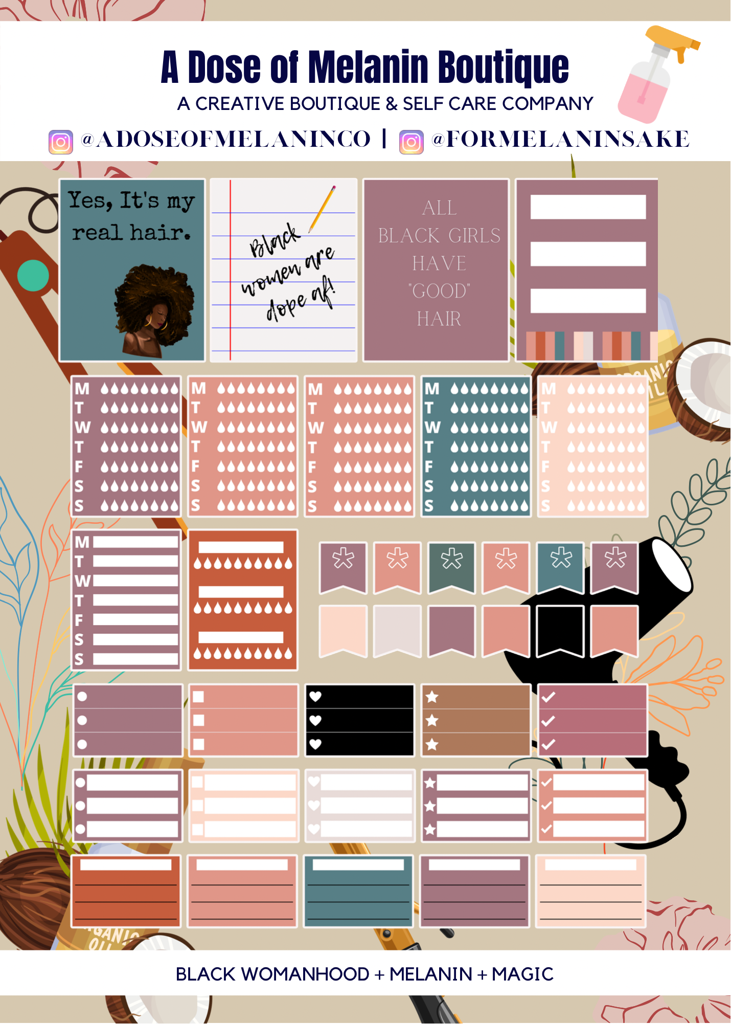 Hair Love Planner Sticker Kit