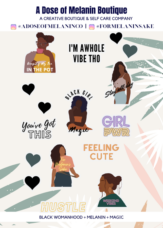 Casual Black Girl Planner Sticker Kit
