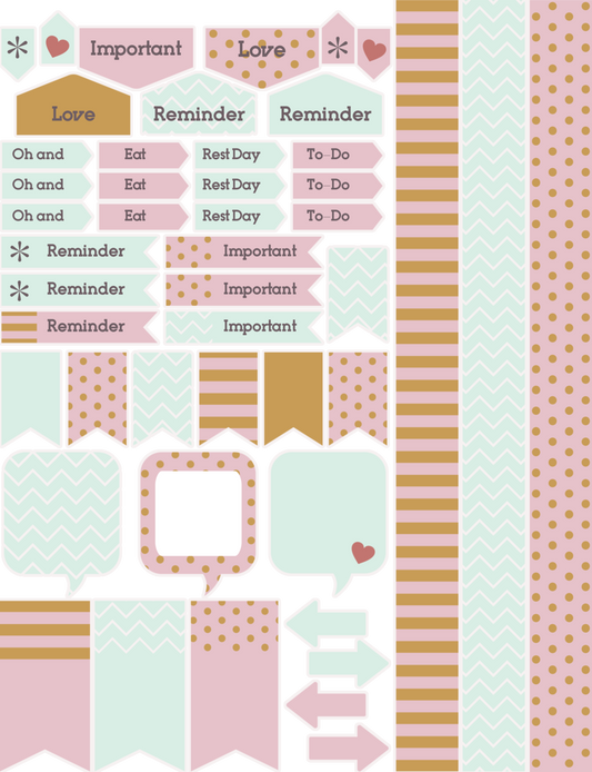Pink+Gold Planner Sticker Kit